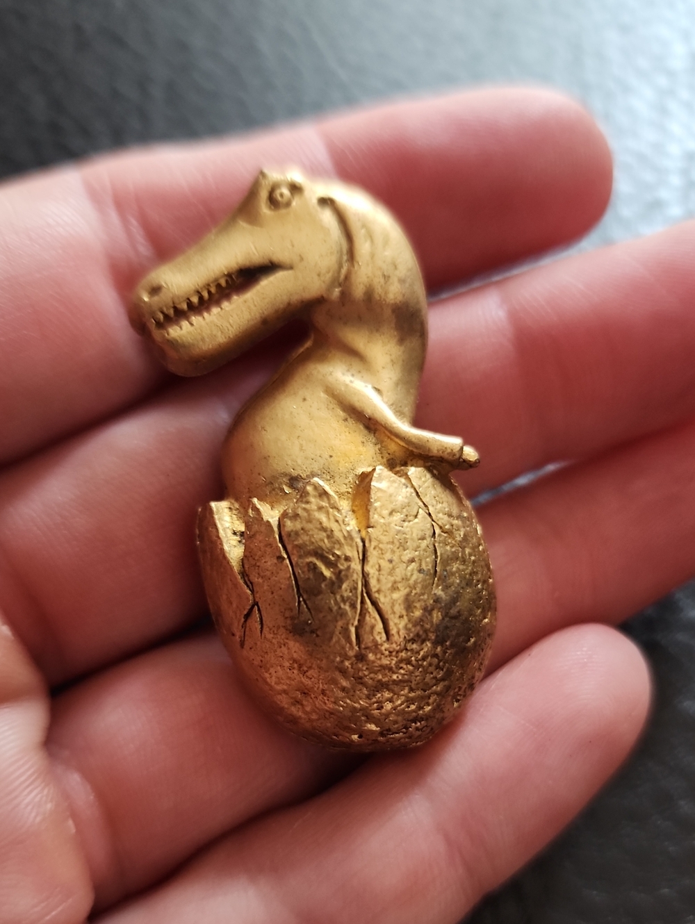 VTG Gold Dino Hatchling Brooch- Decorative Reptile Accent